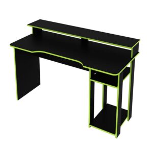 El escritorio gamer Bolonia color negro tiene dos compartimientos para facilitar su funcionamiento