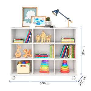 Estante Salvador Blanco 3 El estante Salvador cuenta con nueve espacios para almacenar elementos de decoración u organización