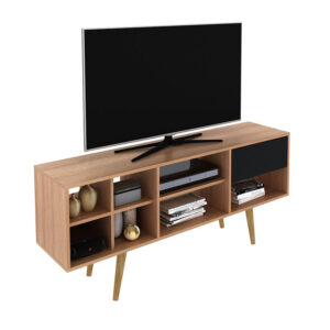 Mesa de televisión ideal para un televisor de 55 pulgadas con un cajón y tres entrepaños