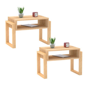 Combo de dos mesas de noche con un diseño diferencial ideal para ubicarlas en la habitación y tener todo a la mano