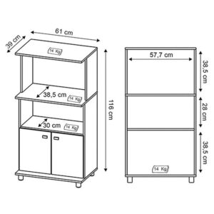 Mueble auxiliar de cocina Victoria Negro 4 Mueble auxiliar de cocina con espacio para electrodomésticos y utensilios de cocina