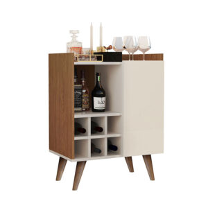 Bar con espacio para seis botellas, una puerta y compartimientos