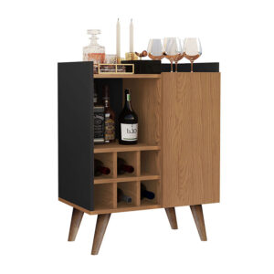 Bar con espacio para seis botellas, una puerta y compartimientos