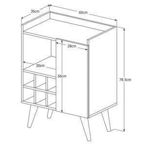 Bar Manhattan Negro Natural 2 Bar con espacio para seis botellas, una puerta y compartimientos