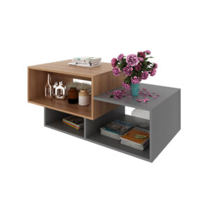 Mesa de centro con estantes para acomodar diferentes objetos