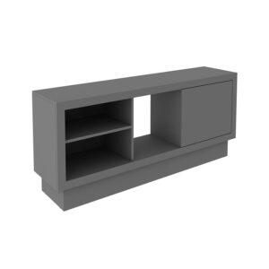 Mesa De Tv Tarragona Gris 2 Mesa de tv con capacidad para televisor de hasta 55 pulgadas, con una puerta y diferentes estantes