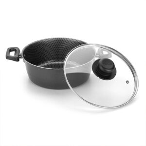 La olla basic con tapa está compuesta con aluminio de 99,7 de pureza, revestimiento interno con 7 capas antiadherentes