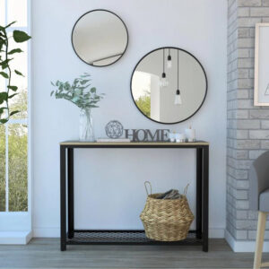 Organizador Dusty, Café Claro, con Entrepaño Inferior de Malla Metálica 2 Organizador Dusty, Café Claro, con Entrepaño Inferior de Malla Metálica